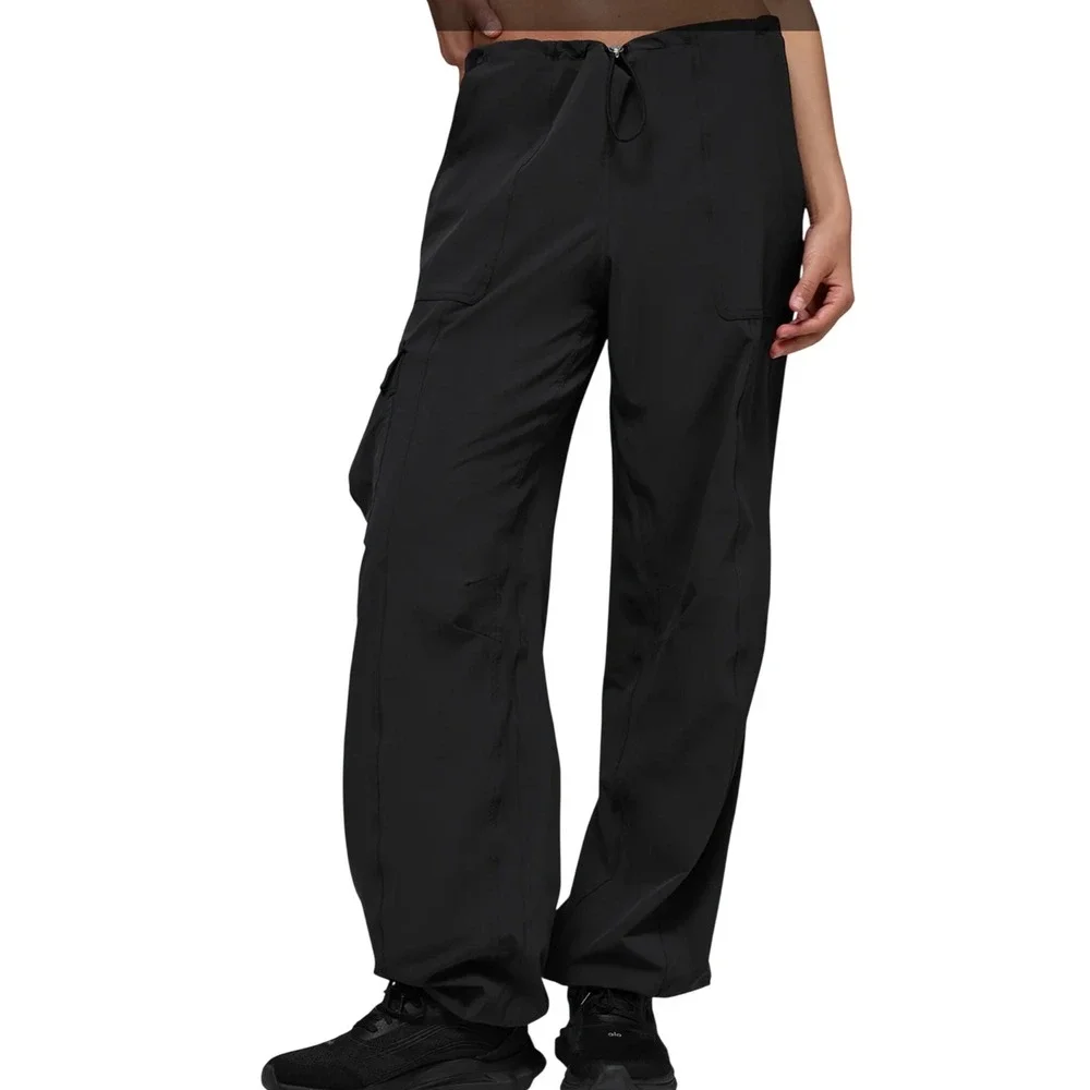 Alo Yoga Low Rise Megastar Cargo Pants Black XS Y2K Baggy Utility Streetwear